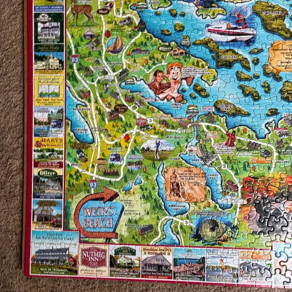 White Mountain Puzzle Lake Winnipesaukee Squam Lakes Region NH Map 1000 Pieces